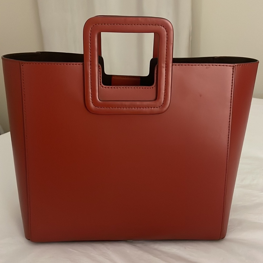 STAUD Red Square-Handle Leather Tote with Pouch - Picture 2 of 5